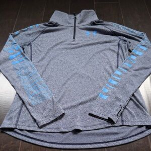 Under Armour Heather Gray and Blue Quarter-Zip Pullover